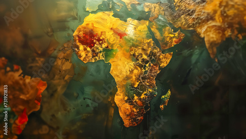 A captivating image of the African continent depicted with colors reflecting its rich cultural diversity and history © Erich