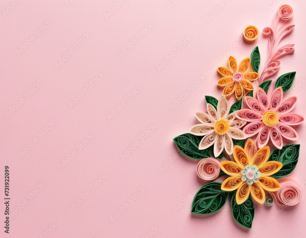 Paper art. Spring flowers. Background for postcards, banners Paper art. Spring flowers. Background for postcards, banners
