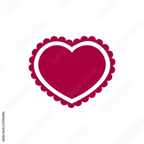 Vintage heart with ruffles. Template, pattern, symbol, sign, line, icon, silhouette, tattoo. Isolated vector illustration.