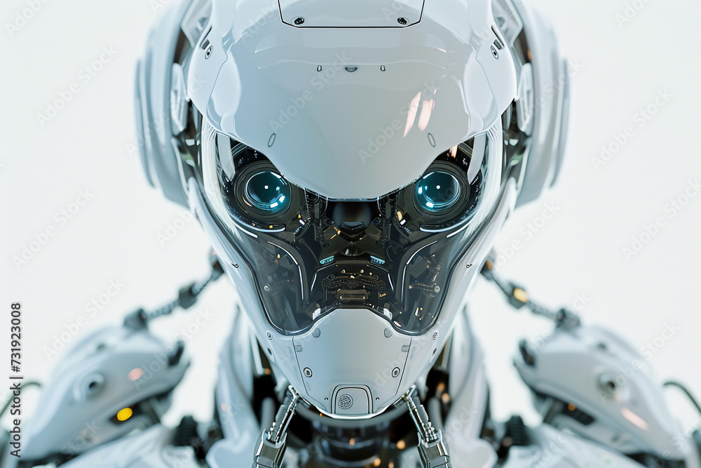 modern robot portrait, close up, blurred background. Artificial intelligence in future life. AI Generated modern robot portrait, close up, blurred background. Artificial intelligence in future life. AI Generated