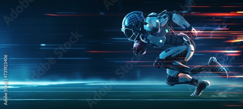 robotic american football player in speed running photo