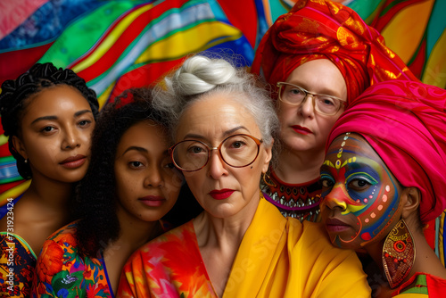 A vibrant photo of women of different ages and backgrounds embracing diversity and empowerment