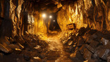 Gold Mine. The hidden world of mining, this image captures the claustrophobic, geological exploration involved in the extraction of valuable minerals from the depths of an underground gold mine.