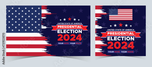 Set Of Vote 2024. Presidential election day in united states. Election 2024 USA. Political election campaign banner. background, post, Banner, card, poster design with Vote day November 5 US