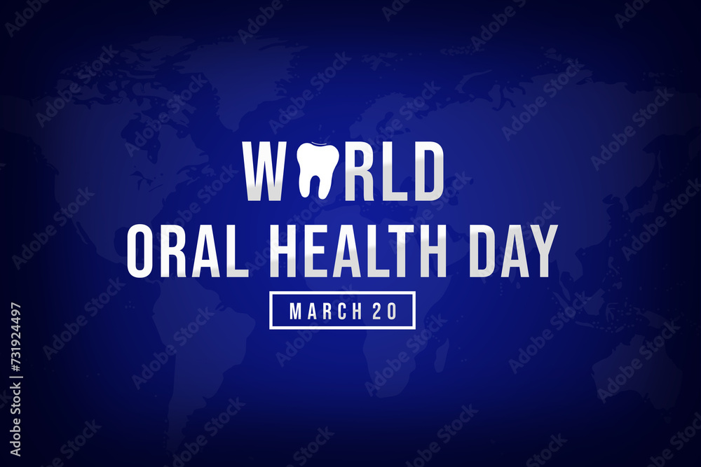 World Oral Health Day,  Oral Health Day is celebrated on March 20, with dark blue color background
