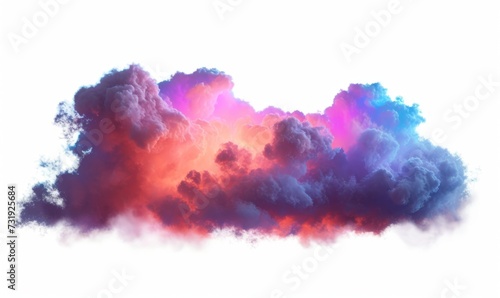 3d render, neon magical cloud illuminated with colorful neon light. Fantasy sky design element, Generative AI