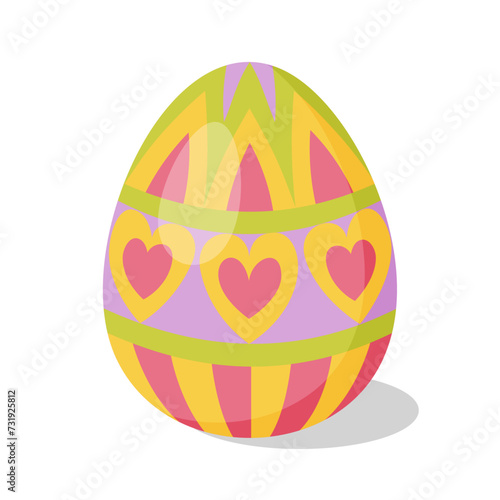 Easter Egg with pattern. Design elements for holiday cards. Happy Easter. Cartoon flat style Vector illustration. 