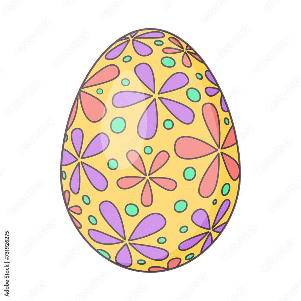 Easter Egg with ornament. Retro Design elements for holiday cards. Happy Easter. Cartoon flat, retro style Vector illustration. Easter Egg with ornament. Retro Design elements for holiday cards. Happy Easter. Cartoon flat, retro style Vector illustration.