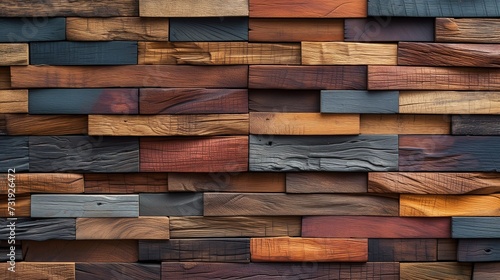 The texture of a wooden wall with stuffed boards forming a relief pattern  an abstract wooden background with natural material