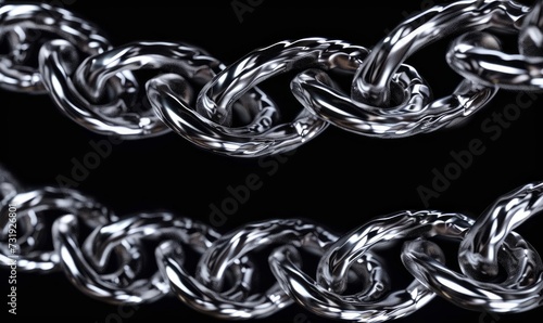 looping 3d animation, abstract silver chain twisting in spiral, isolated on black background, Generative AI