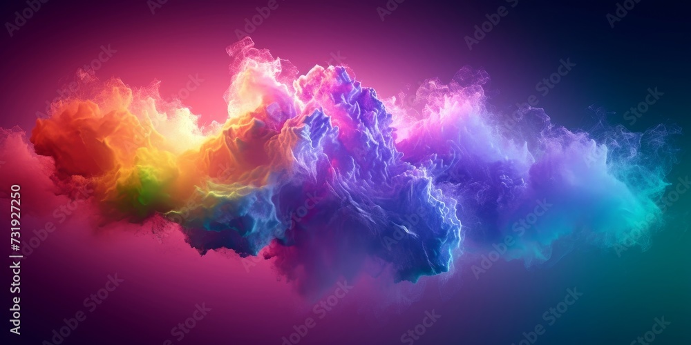 3d render, abstract background of fantasy neon cloud. Colorful smoke, Generative AI
