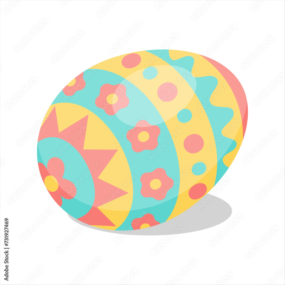 Easter Egg with pattern. Design elements for holiday cards. Happy Easter. Cartoon flat style Vector illustration. Easter Egg with pattern. Design elements for holiday cards. Happy Easter. Cartoon flat style Vector illustration.