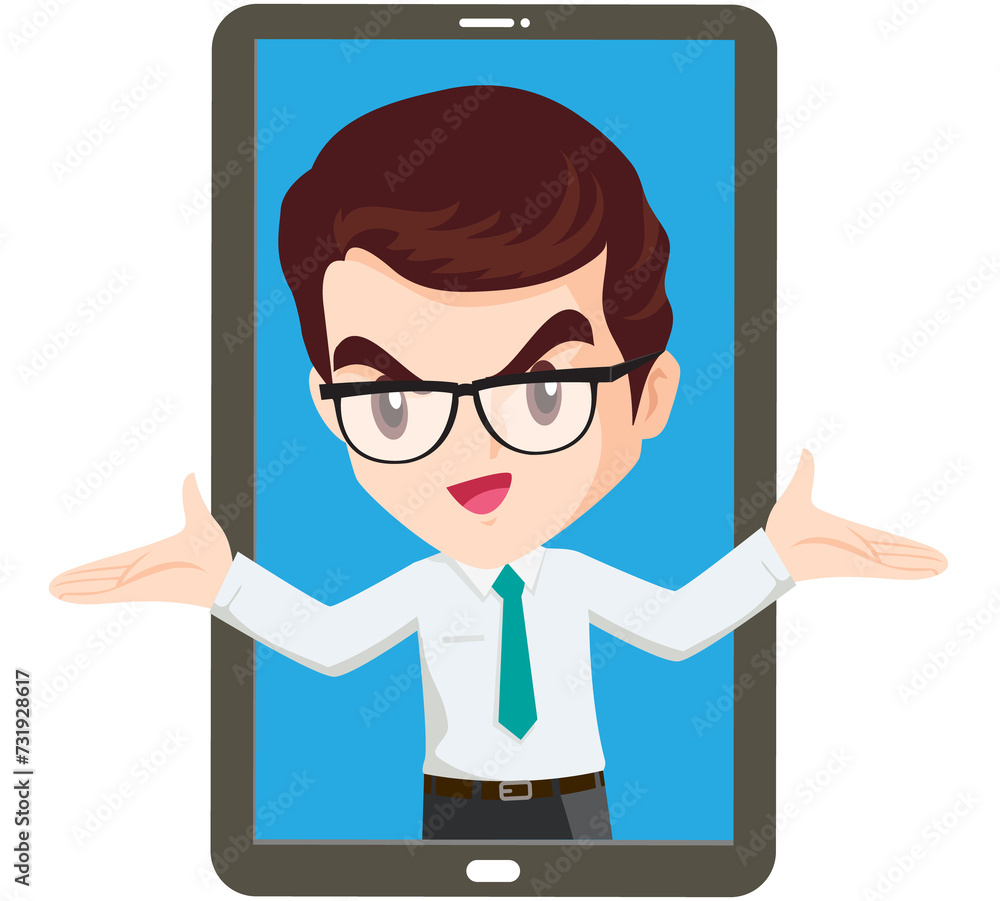 business man present with technology business man present with technology