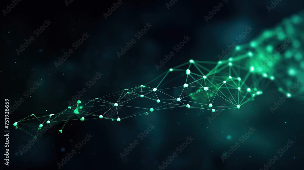 green network connection wallpaper, points and lines connected with link, digital technology - obrazy, fototapety, plakaty 