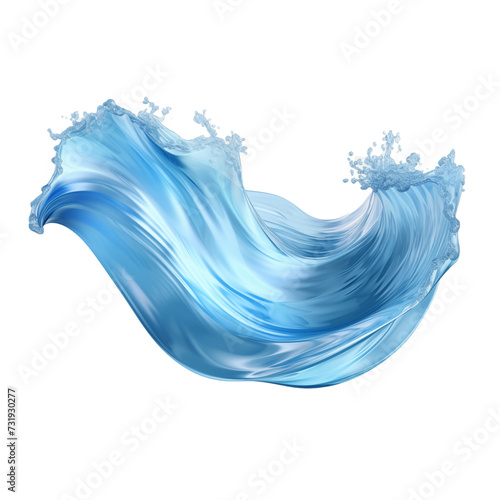 Blue water splash isolated on transparent and white background. Ideal for use in advertising. Generative ai