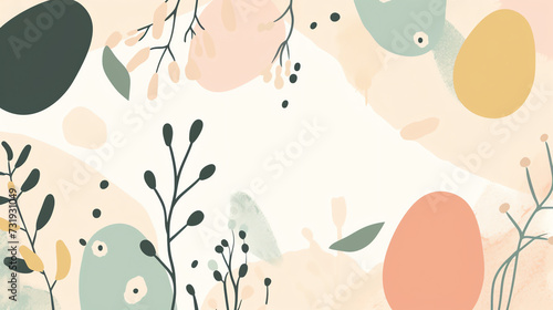 Hand drawn vector abstract floral background in scandinavian style. Pastel colors.