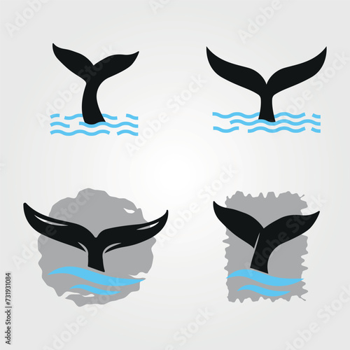 whale tail logo icon vector illustration set sign and symbol
