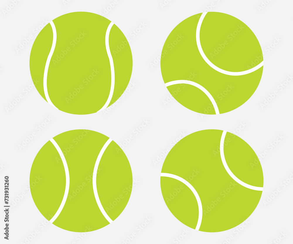 Set with tennis balls vector icons. Tennis balls yellow collection. Sport game.
