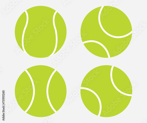 Set with tennis balls vector icons. Tennis balls yellow collection. Sport game. © Charles stockio