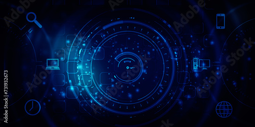 2d illustration Abstract futuristic electronic circuit technology background