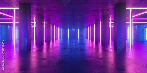underground parking in neon light © Oleksandr