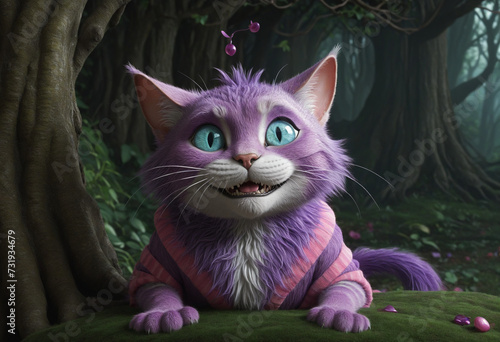 Purrfectly Pink and Purple: The Striped Cheshire Cat