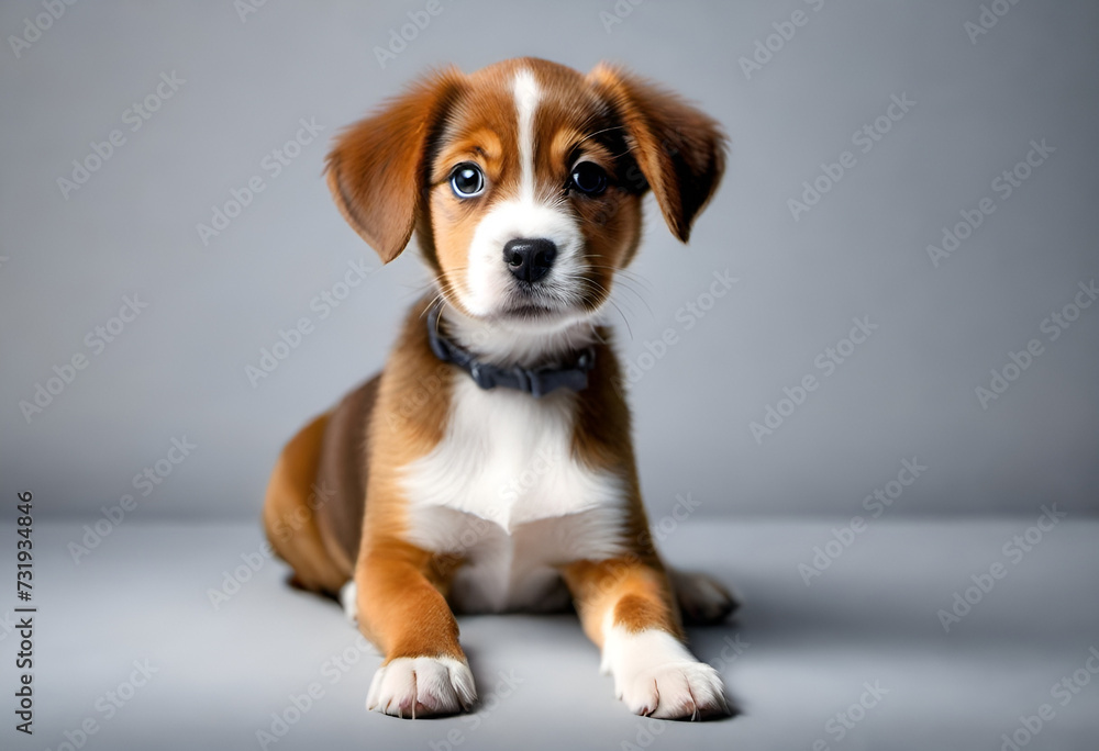 baby dog with funny expiration on minimal background, puppy baby dog with funny expiration on minimal background, puppy