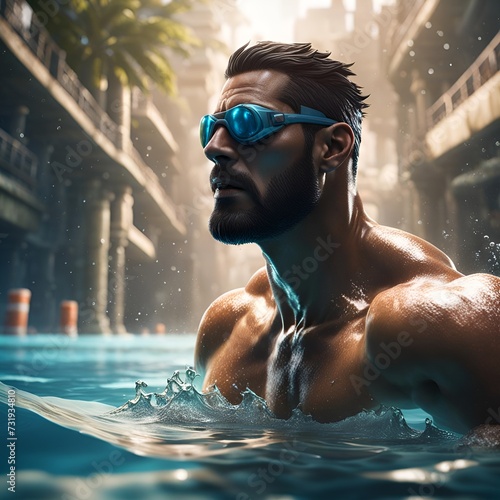 A man in a swimming pool paris photo