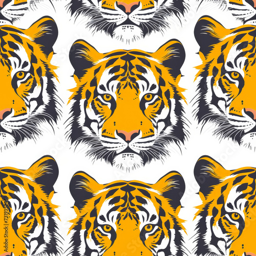 Tiger, Pattern Tile for seamless backgrounds and for filling surfaces in soft colors, ai generated