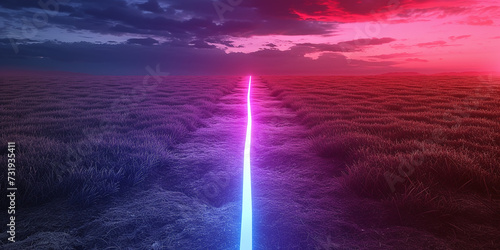 neon glow path concept illustration field landscape