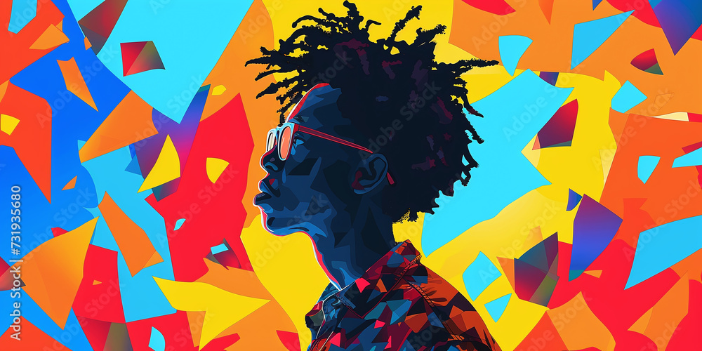 colorful illustration of man silhouette, pop art