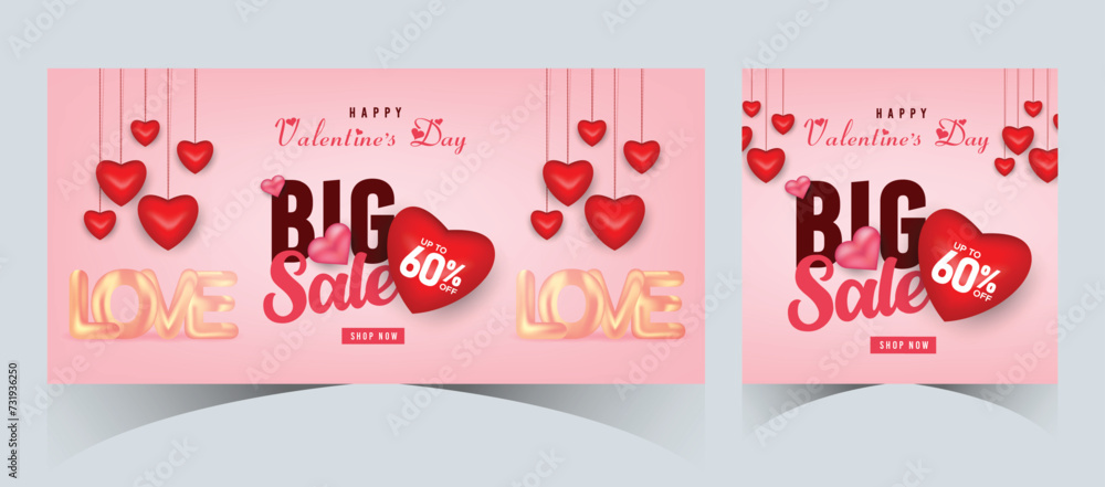 Set Of Valentine's Day Super Sale web banner or Post with hearts background. Discount Promotion, and shopping template. Happy Valentine's Day Concept with Big Sale Header Hanging Hearts Template Set Of Valentine's Day Super Sale web banner or Post with hearts background. Discount Promotion, and shopping template. Happy Valentine's Day Concept with Big Sale Header Hanging Hearts Template
