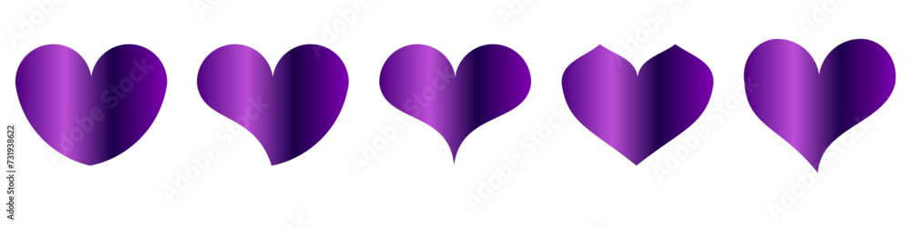 collection of metallic purple hearts