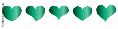 collection of metallic green hearts