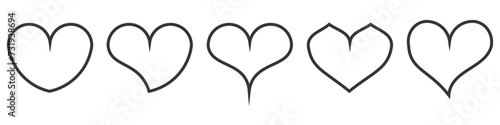 collection of outlined black and white hearts