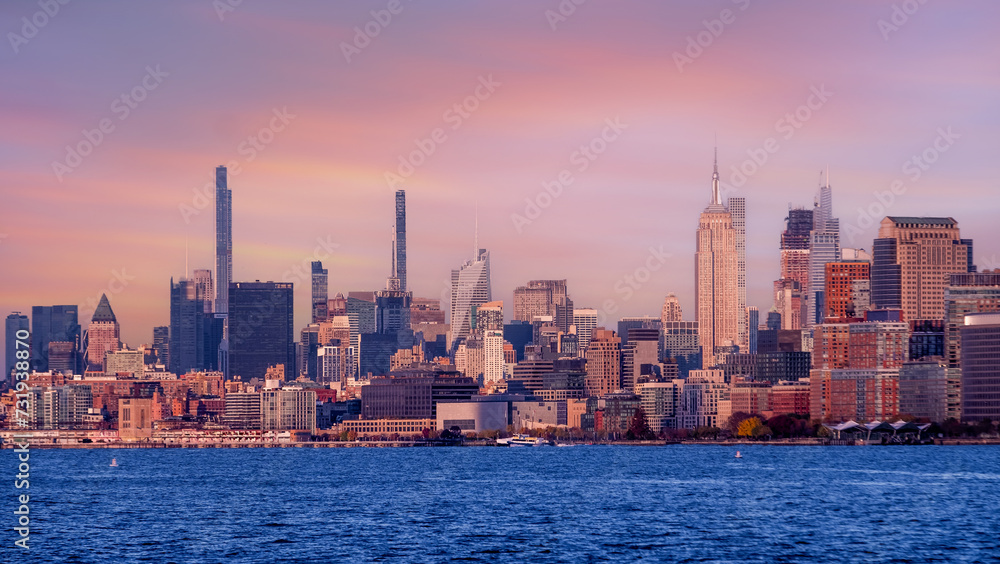 Obraz premium New York City with Manhattan Skyline over Hudson River,New York City, USA