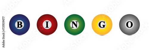 Set of brightly coloured bingo balls bouncing with shadows