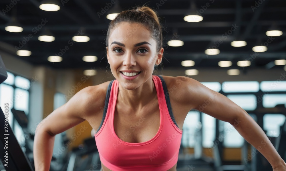 Sculpted Determination: Slim Woman Sweats for a Gym Fitness Revolution Sculpted Determination: Slim Woman Sweats for a Gym Fitness Revolution