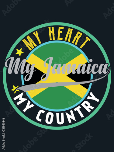 My Heart My Country My Jamaica T-shirt Design. USA Jamaica T-shirt Design. T-shirt Design. (ID: 731940846)