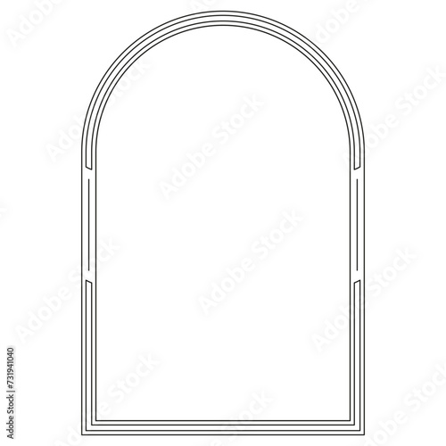 Boho frame arch vector illustration modern minimalistic retro aesthetic linear arc portal logo bohemian design element mystical geometric abstract border