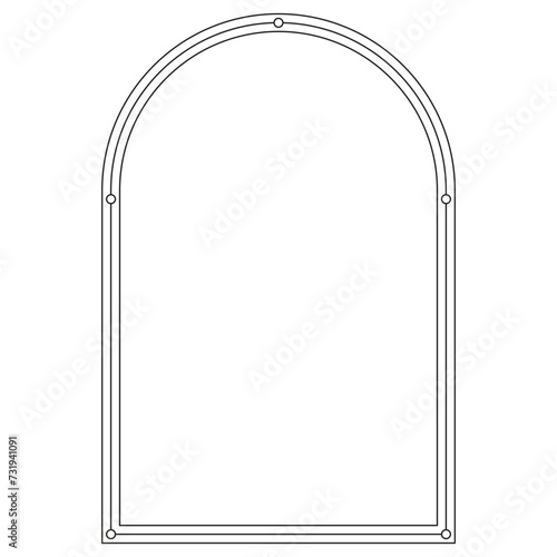 Boho frame arch vector illustration modern minimalistic retro aesthetic linear arc portal logo bohemian design element mystical geometric abstract border