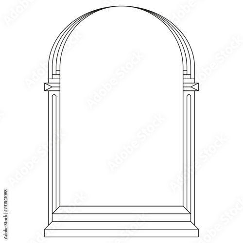 Boho frame arch vector illustration modern minimalistic retro aesthetic linear arc portal logo bohemian design element mystical geometric abstract border