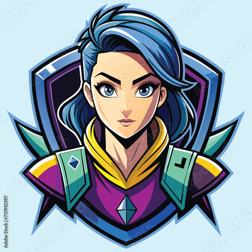 gamer girl, fortnite style, game design, illustration, game art, gamer logo, art