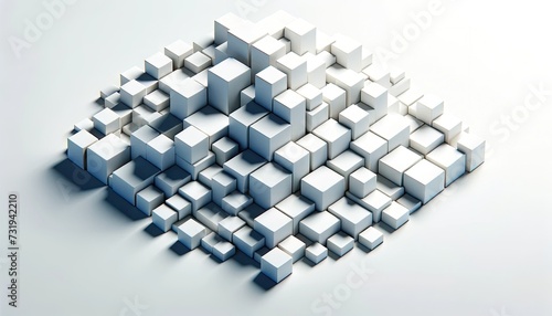 Minimalistic 3D White Squares Background