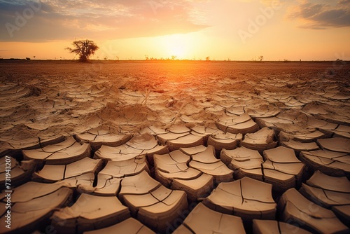 Cracked dry soil texture in desert landscape