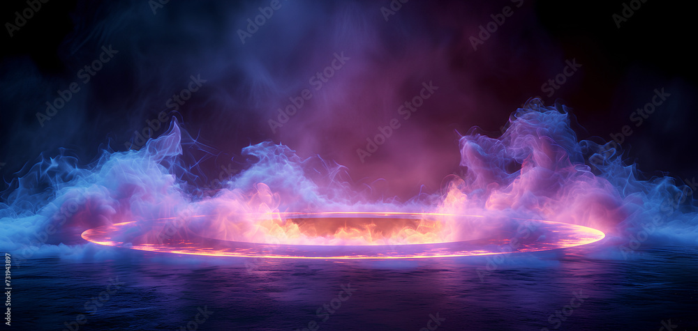 Obraz premium violet flaming circle with a collection of smoke around it