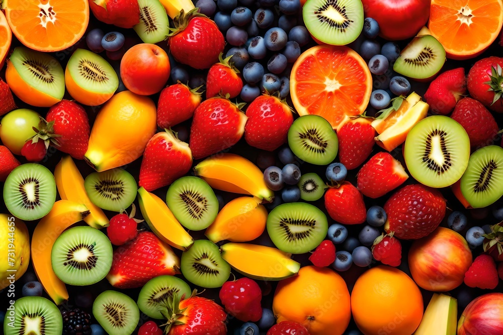 A close-up of a vivid tropical fruit salad featuring unusual fruits A close-up of a vivid tropical fruit salad featuring unusual fruits