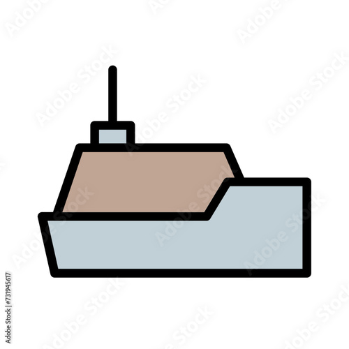 Beach Boat Ship Filled Outline Icon