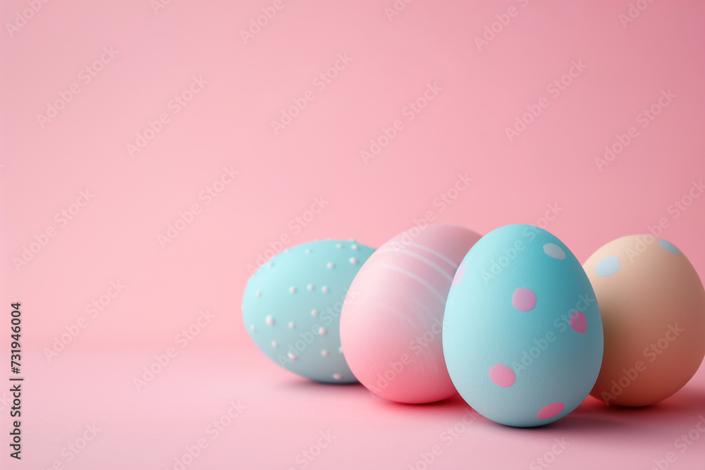 Easter eggs on a pink background