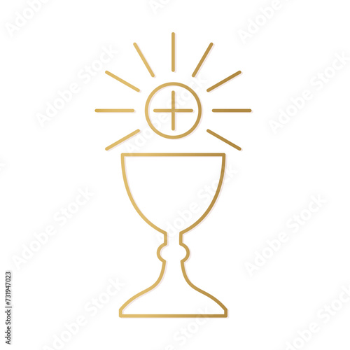 golden chalice and host, Holy Communion icon- vector illustration